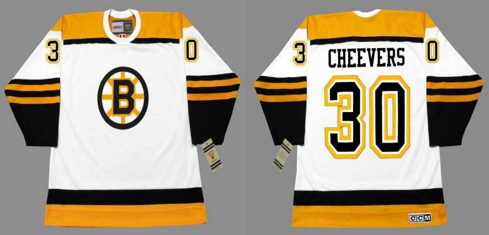 2019 Men Boston Bruins #30 Cheevers White CCM NHL jerseys->boston bruins->NHL Jersey